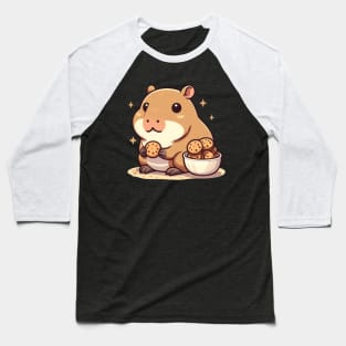 Japanese Art Pastry Foodie Cookie Lover Cute Capybara Baseball T-Shirt
